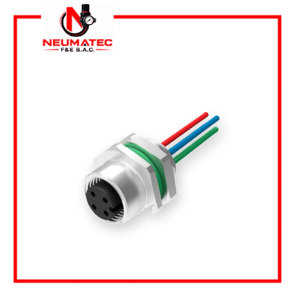 Conector M12 Hembra SD-M12A-04P-FF-SH8B50 Empotrado