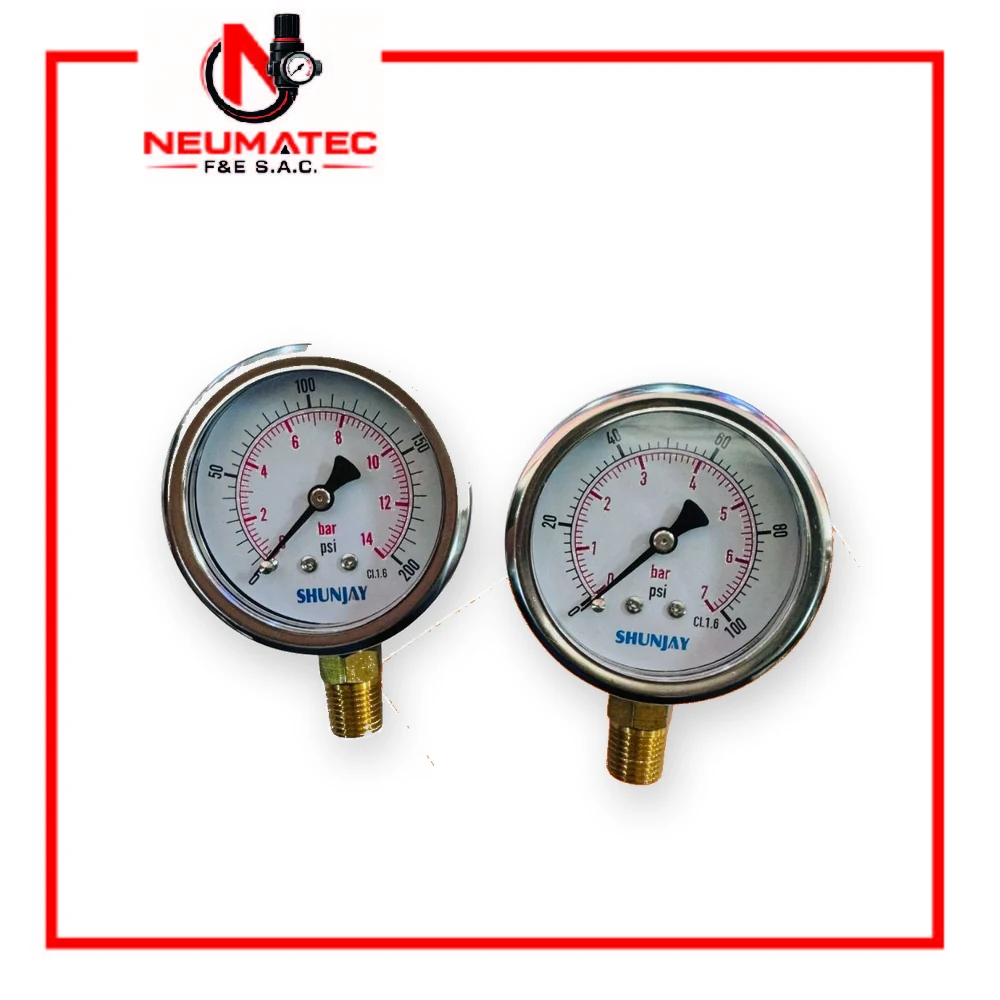 Manómetros verticales de 2.5” rosca 1/4 NPT marca Shunjay